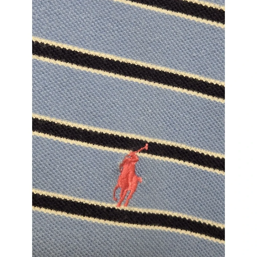 Polo Ralph Lauren Men's Vtg Polo Shirt Large Blue Pink Pony Short Sleeve Stripes